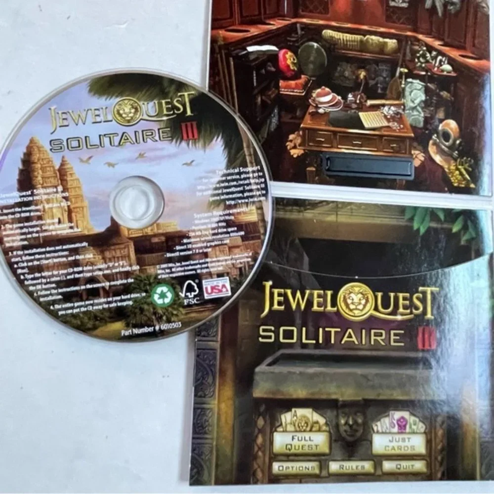 Jewel Quest Solitaire III Games PC Cd ROM Game E Everyone ESRB iWin Games 2008